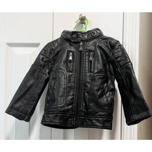 URBAN REPUBLIC Boys Hooded Jacket Biker 50's Bomber Faux Leather Sz 18 M